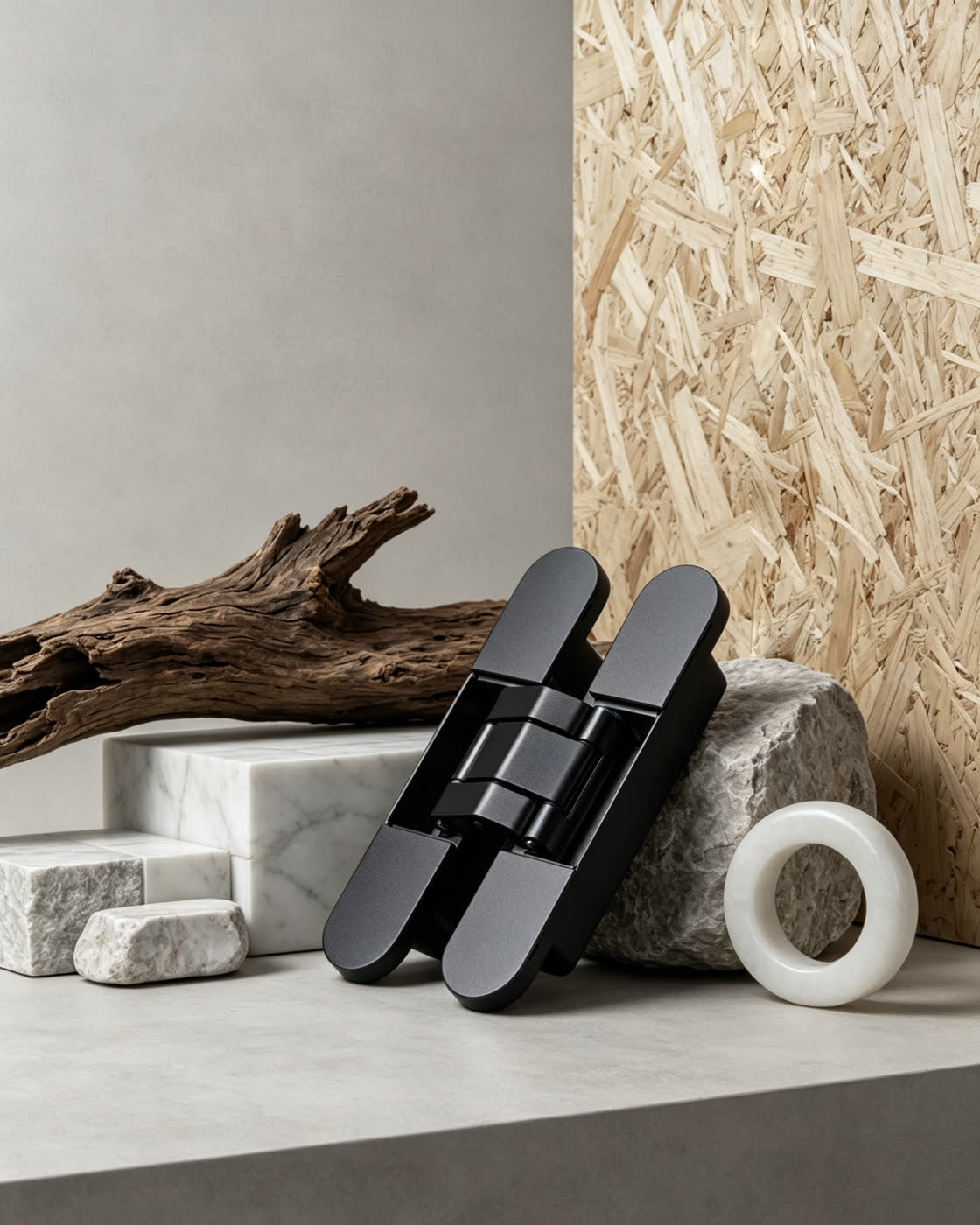Matte black concealed hinge